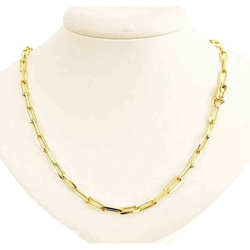 Cordão Cadeado Maciço 60cm 5mm Fecho Gaveta Banhado Ouro 18k