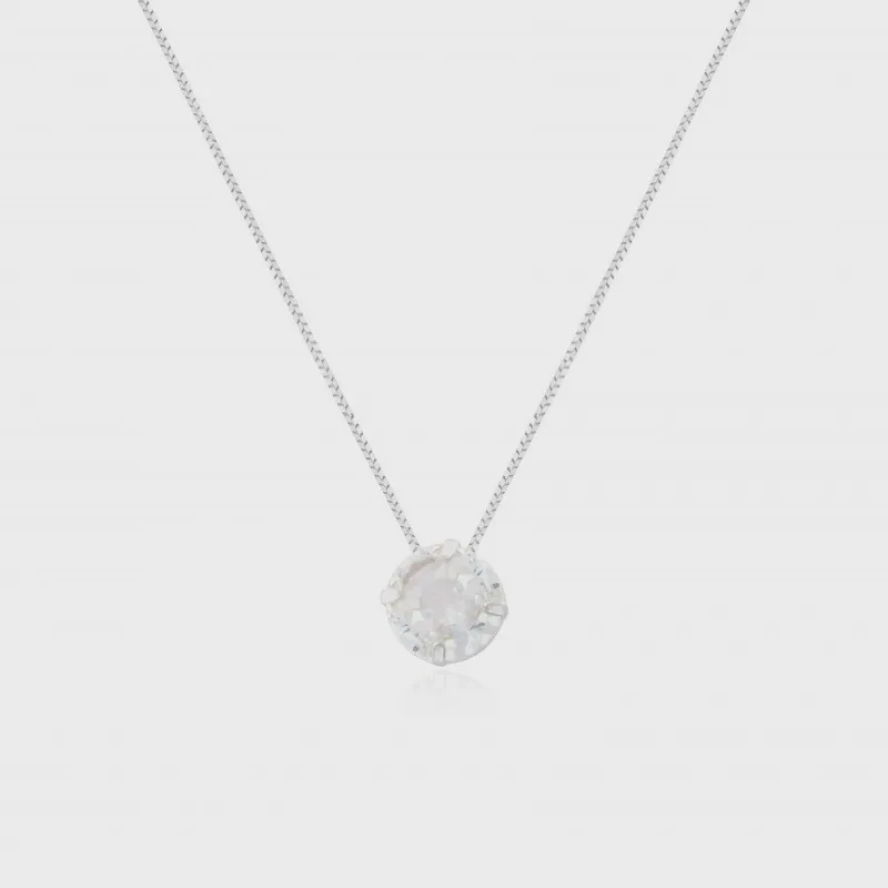 Gargantilha Em Ouro Branco 18k 40cm Com Ponto de Luz 6mm