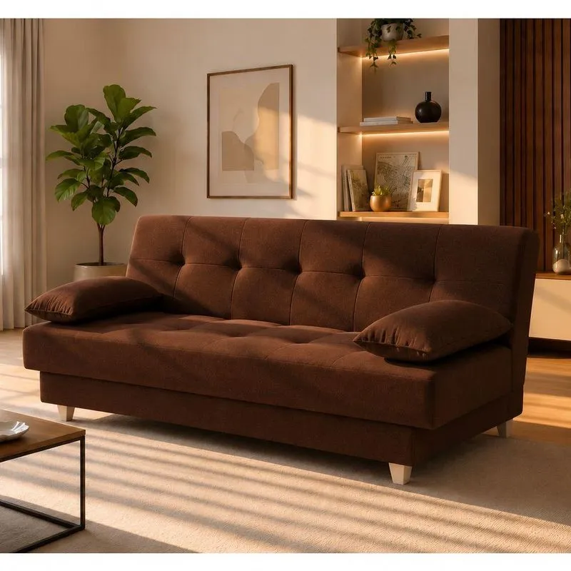 Sofá Cama Panamá 3 Lugares Reclinável 180cm Marrom Suede