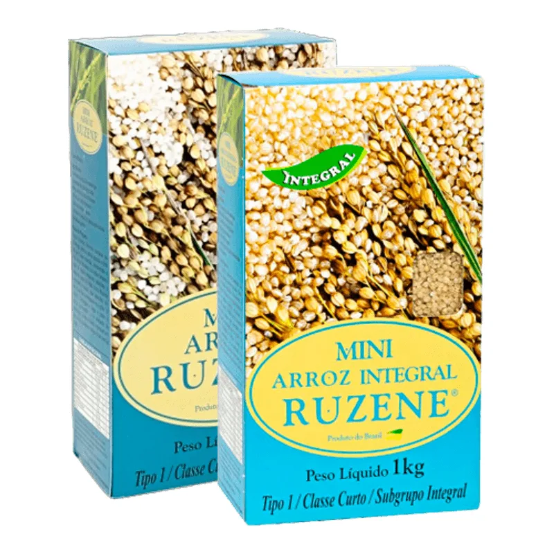 Kit 2 Mini Arroz Curto Ruzene: Polido, Integral