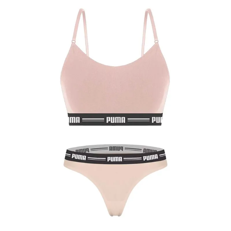 Kit Puma Top Modal Stretch + Calcinha Fio Dental Feminino GG / Bege