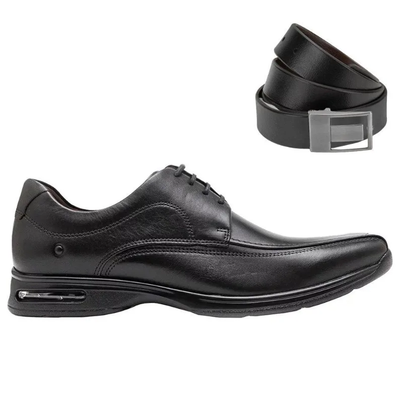 Kit Sapato Democrata Smart Comfort Masculino + Cinto 37 / Preto