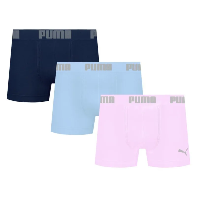 Kit 3 Cuecas Puma Boxer Sem Costura Masculina P / Azul e Marinho