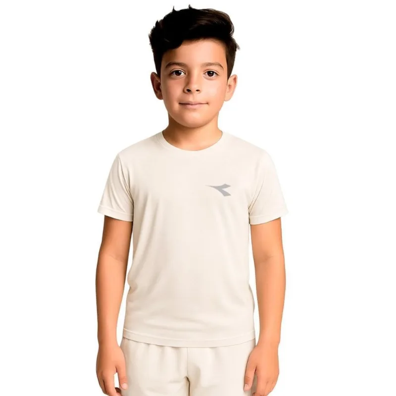 Camiseta Diadora Small Logo Juvenil Menino 12 / Bege