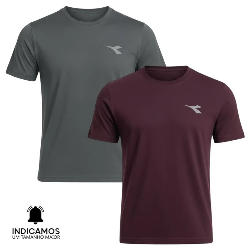 Kit 2 Camisetas Diadora Small Logo Masculina G / Cinza