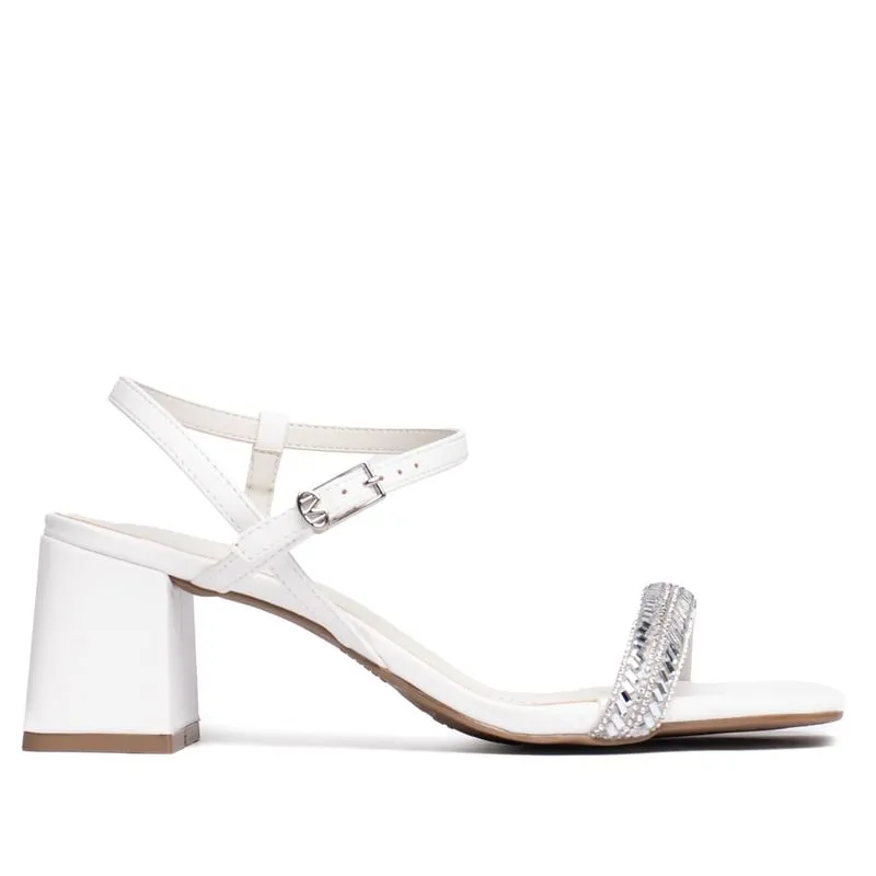 Sandália Feminina Via Marte Salto Bloco Pedrarias Branco - 35