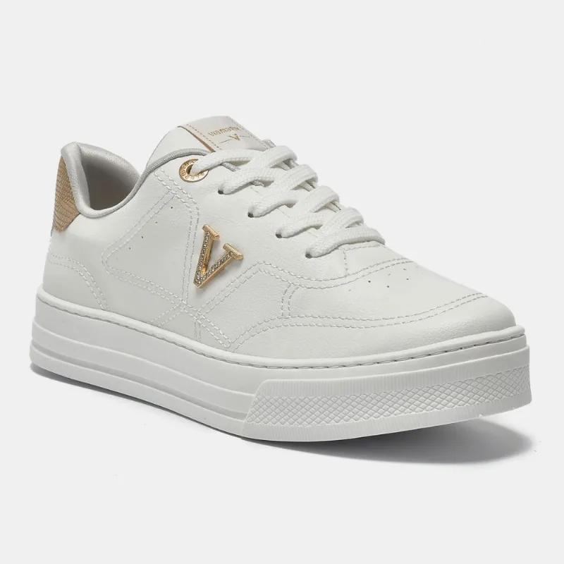 Tênis Casual Branco e dourado 027-031-01 40