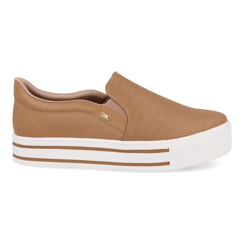 Tênis Via Marte Casual Slip On Texturizado Marrom Feminino 39