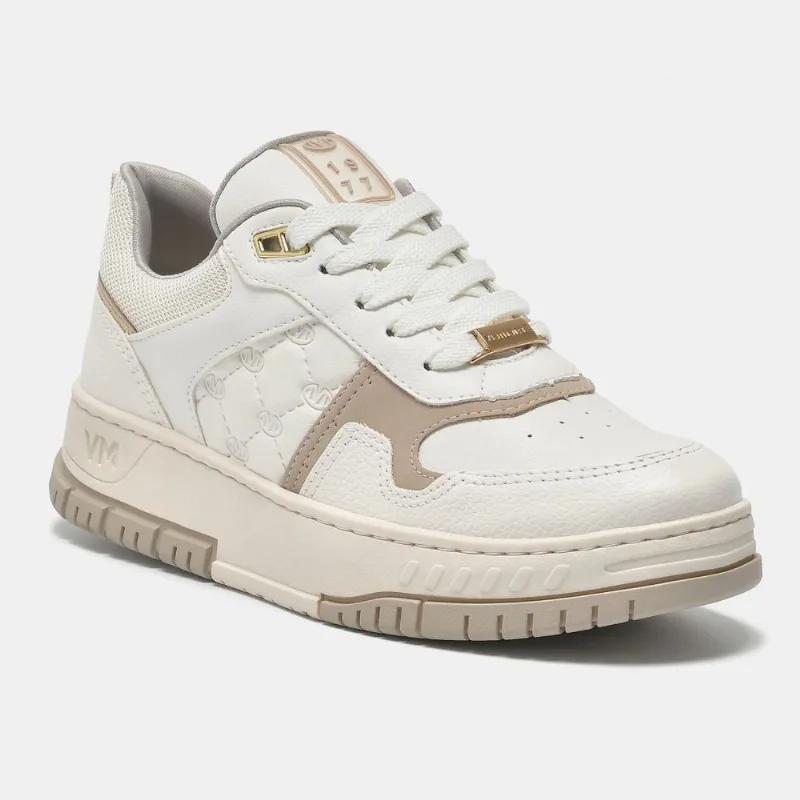 Tênis casual Bege e branco e dourado 219-009-02 40