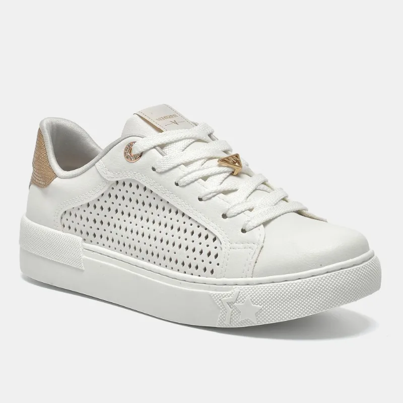 Tênis Casual Branco e dourado 122-019-01 34