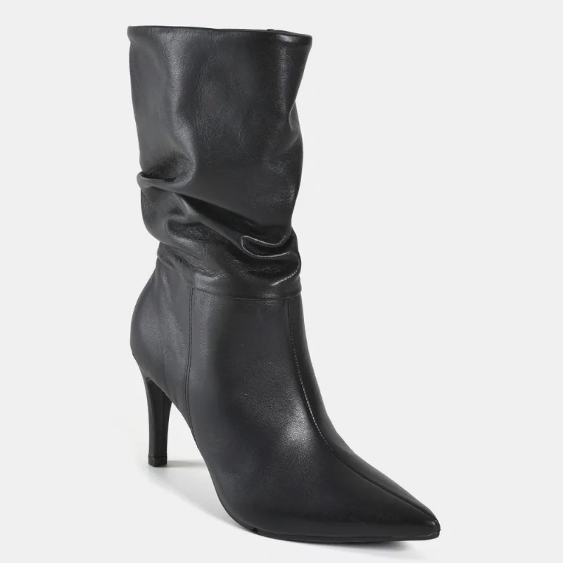 Bota social couro Preto 345-006-01 35