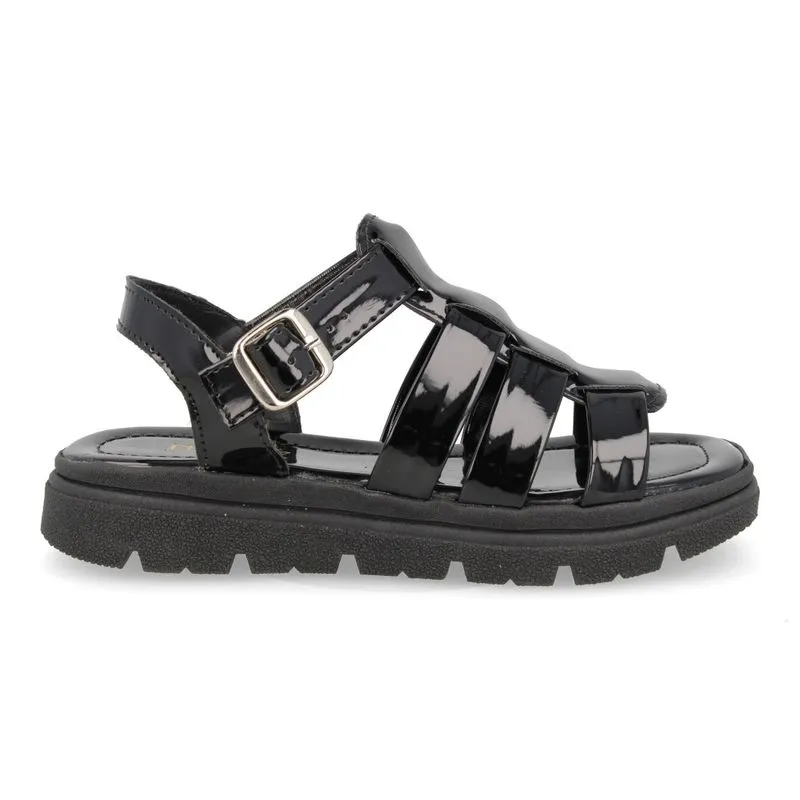 Sandália M Shuz Kids Flat Infantil Preta VERNIZ PRETO - 32