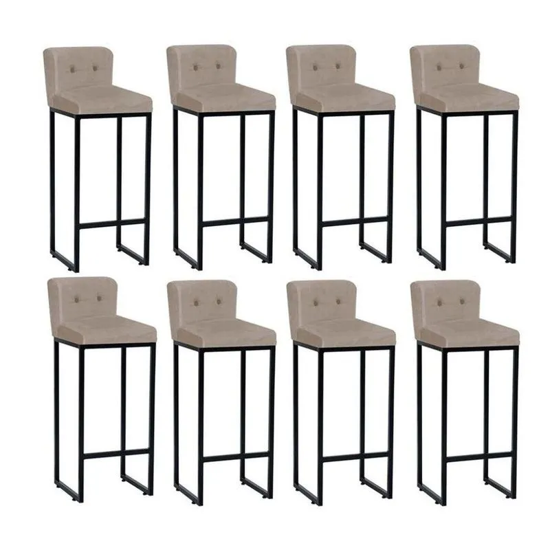 08 Banquetas Suede Bege Preto