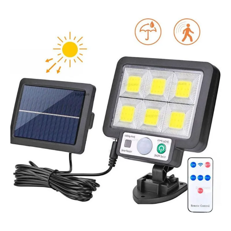 Luminária Refletor Solar 200W Sensor Movimento C/Controle
