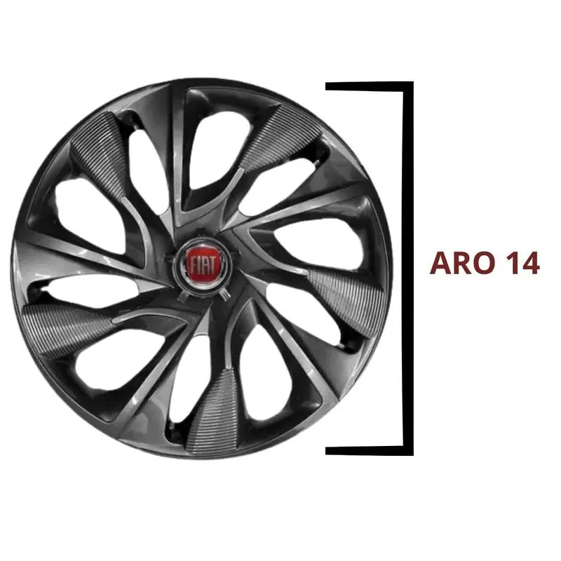 Jogo Calota 4un Aro 14 Esportiva Ds4 Grafite Fiat Universal
