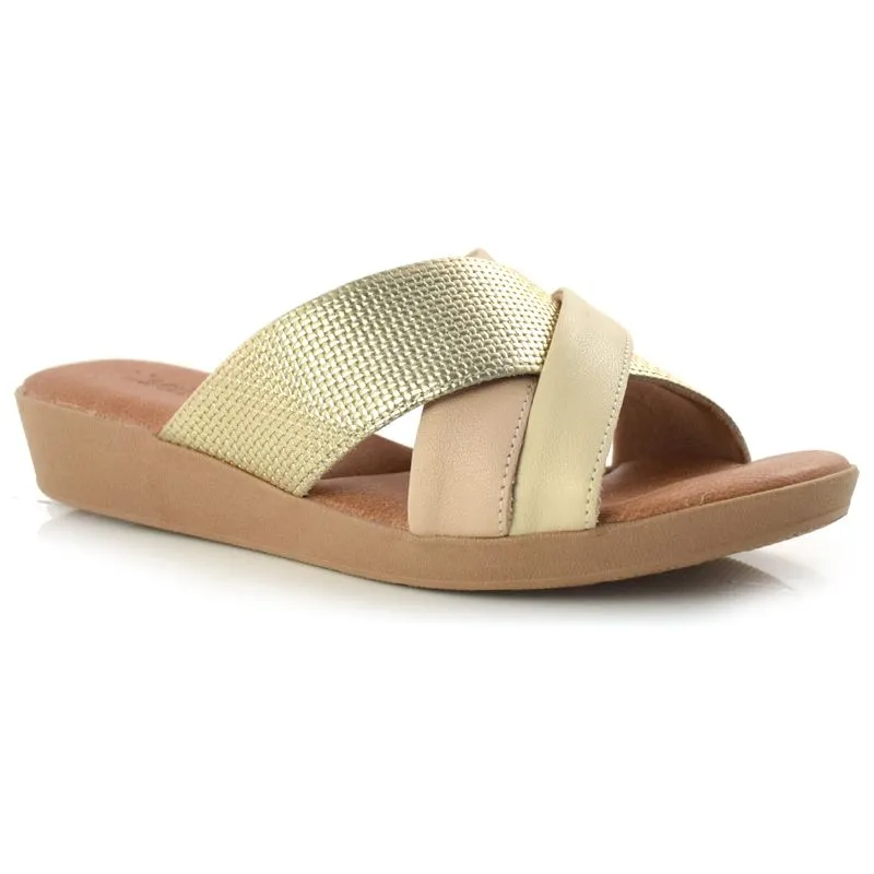 Tamanco Anabela Feminino Usaflex Dourado AG3917 38