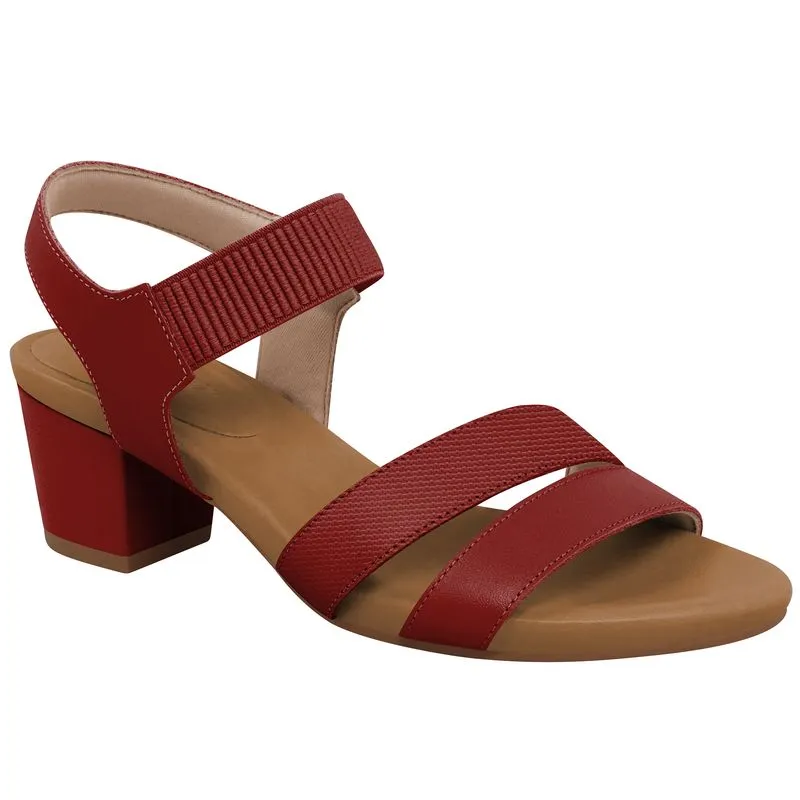Sandália Salto Bloco Vermelho Couro Tressê 36