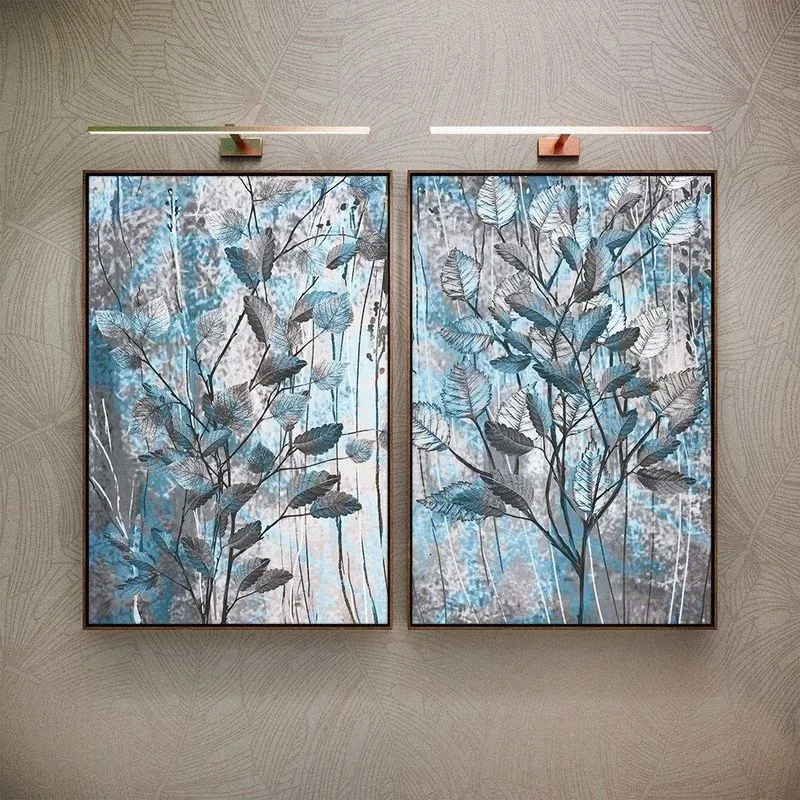 Kit 2 Telas Canvas Com Moldura Arvore Azul