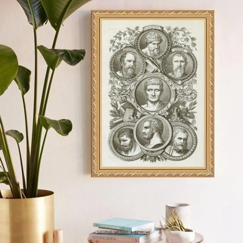 Quadro Decorativo Filósofos Gregos Vintage 45X34Cm
