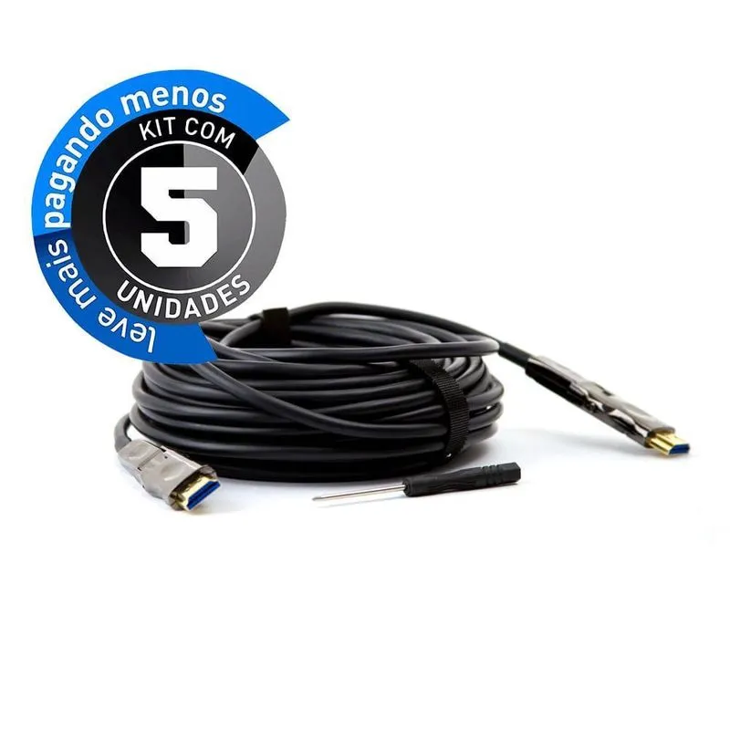 Cabo Hdmi 2.0 4K Fibra Óptica 50 Mt - Kit 5
