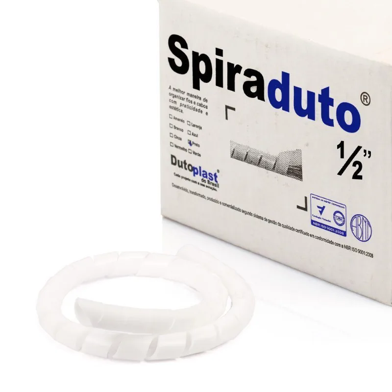 Organizador Fios E Cabos Spiraduto 1-2 Branco - 10 Metros - Cirilo Cabos