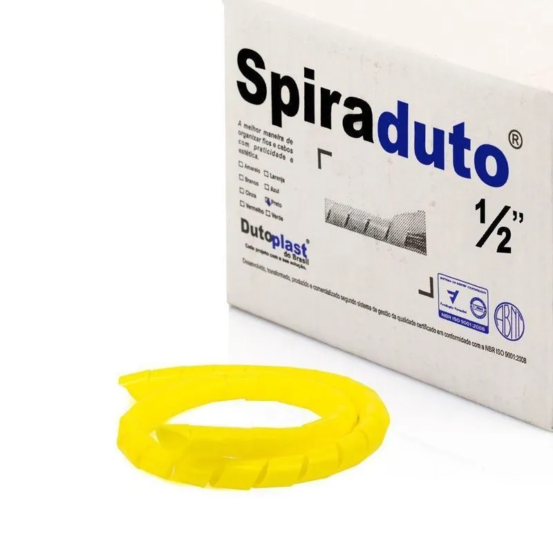 Organizador Fios E Cabos Spiraduto 1/2 Amarelo - 1 Mt