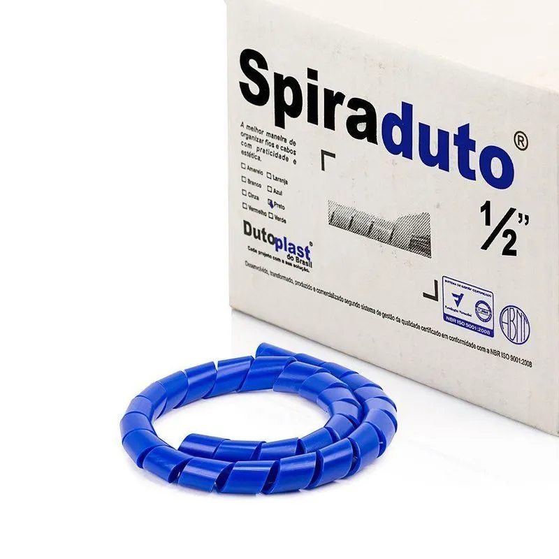 Organizador Fios E Cabos Spiraduto 1/2 Azul - 45 Mt