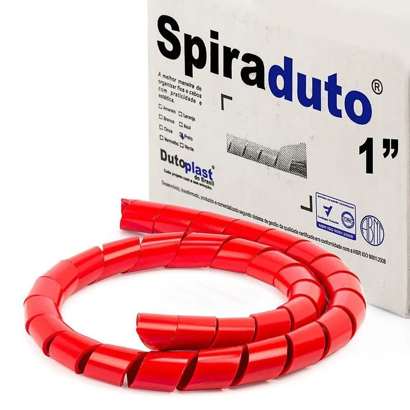 Organizador Fios E Cabos Spiraduto De 1 Vermelho - 2 Mt