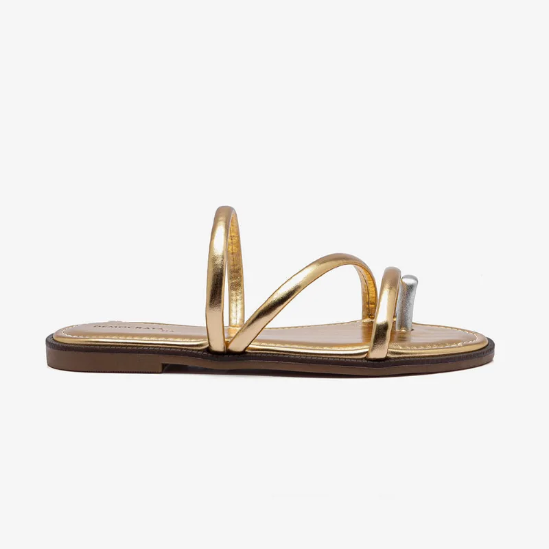 Rasteira Feminina Lunna Metal Dourado-Dourado-37 - Democrata