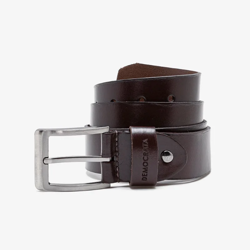 Cinto Couro Democrata Marrom-Mahogany-105