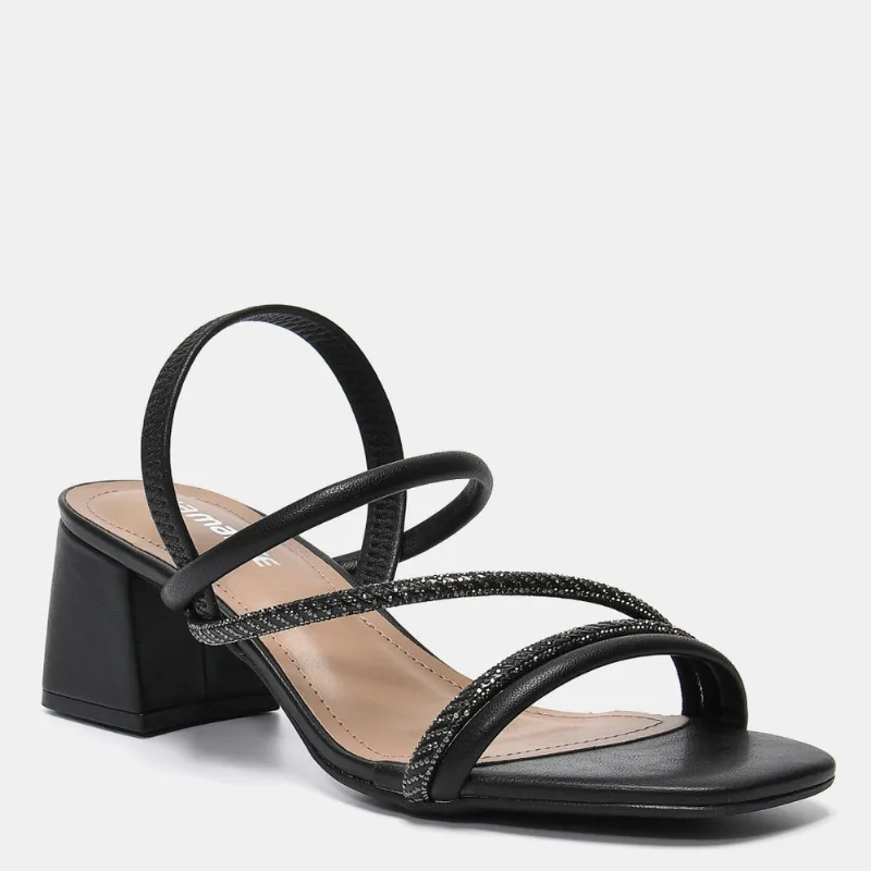 Sandália Salto Bloco Strass Preto 104-028-01 33