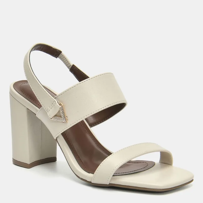 Sandália Slingback Salto Bloco Off white 139-058-01 38