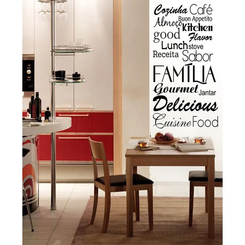 Adesivo Decorativo De Parede Frase Cozinha Cafe Família