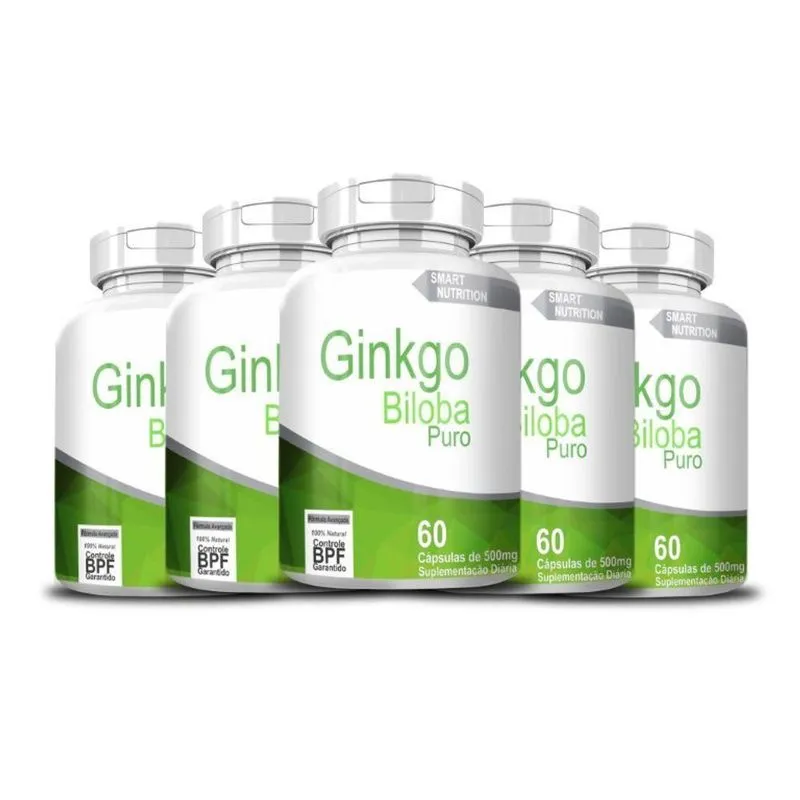 Kit 5x Ginkgo Biloba Extra Seco (120mg) 500mg 60 Cápsulas A