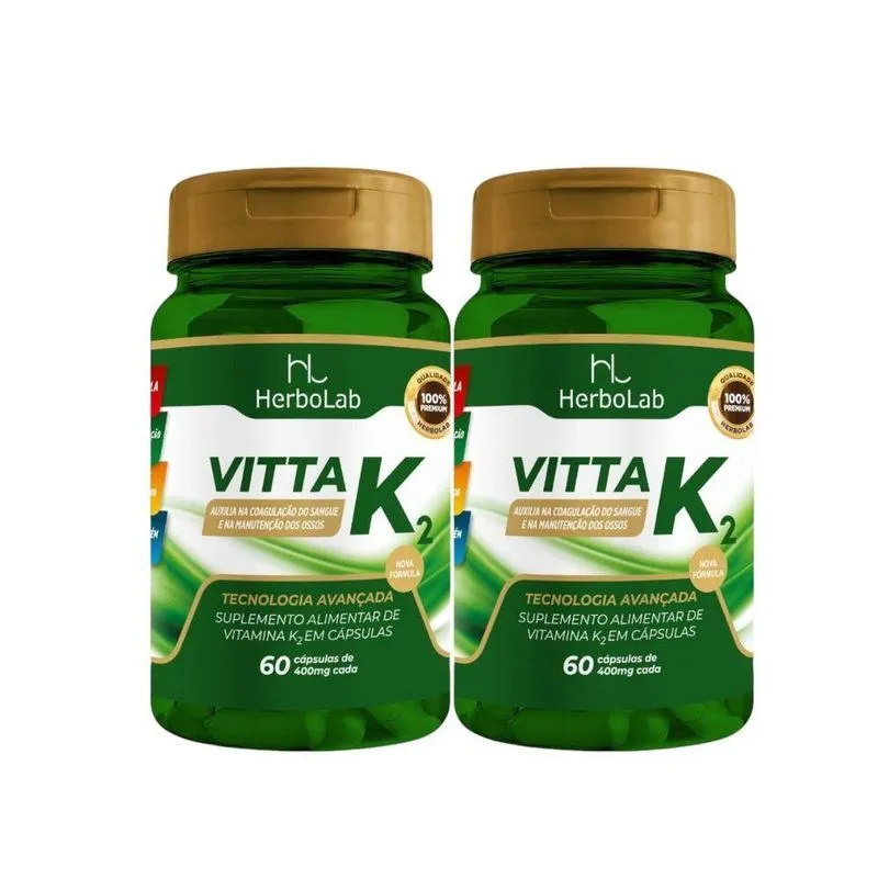 Kit 2x Vitta K2 Nova Formula 60 Caps 400mg - Herbolab D