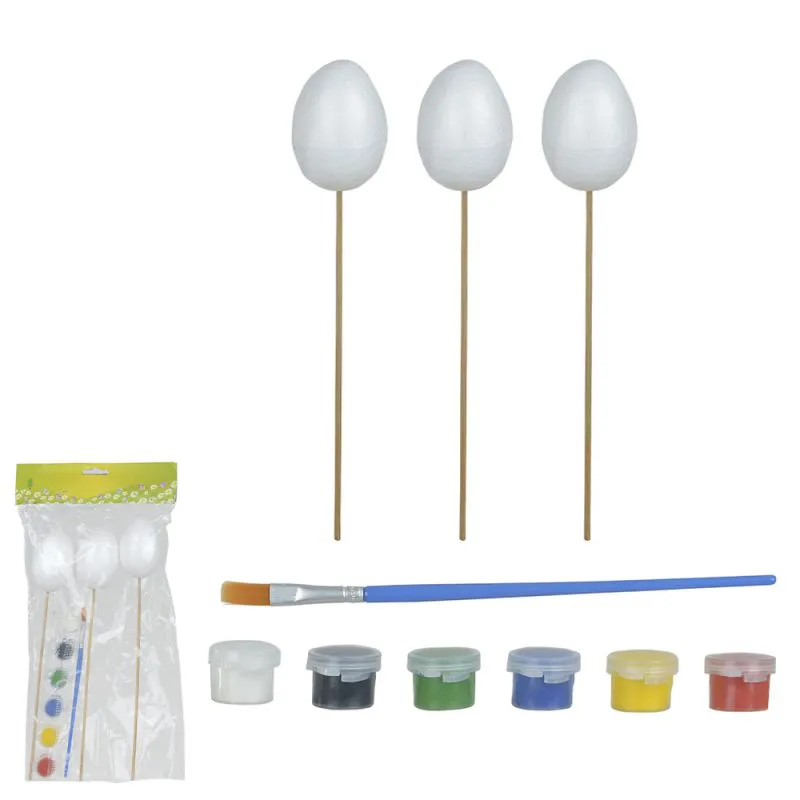 Pascoa Enfeite Pick Ovo P/Pintar C/3 Und (Branco) 7x5cm (Florarte)
