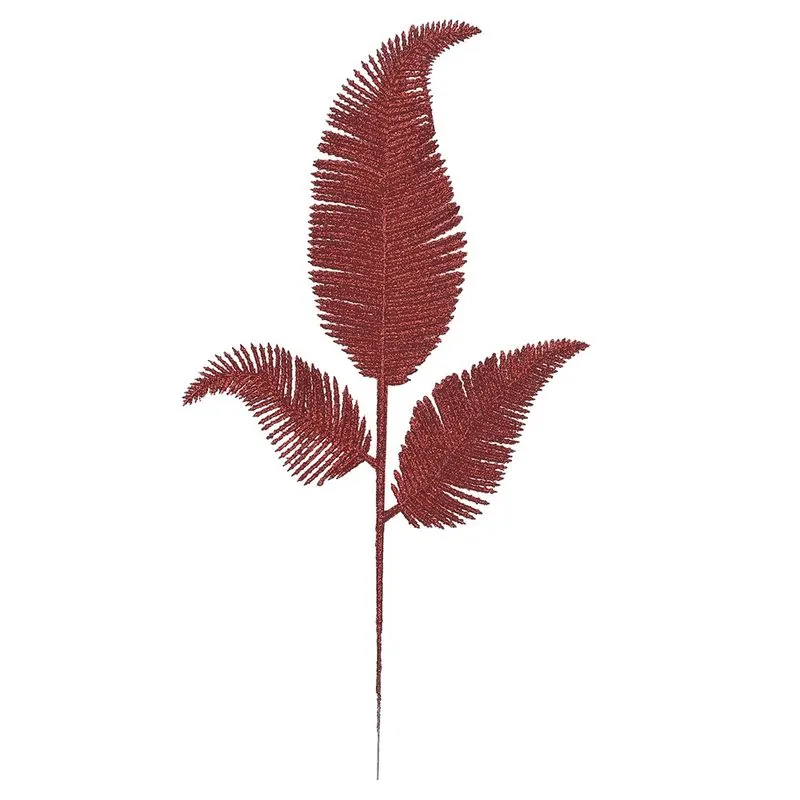 Folhagem de Samambaia D&A Vermelha com Gltter 37cm