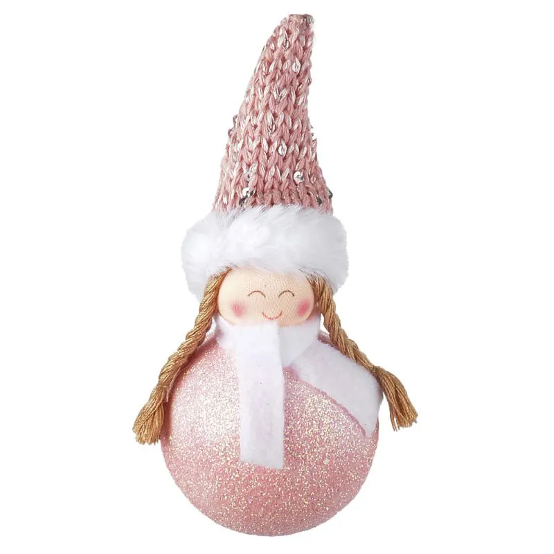 Enfeite Natal Boneco Menina Pendurar (Rose) 10cm (Florarte)