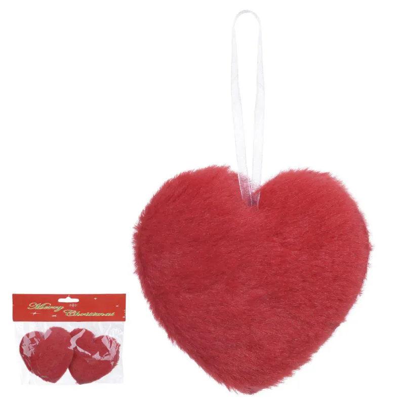 Enfeite Natal Coracao C/02 Und (Vermelho) 9cm (Florarte)