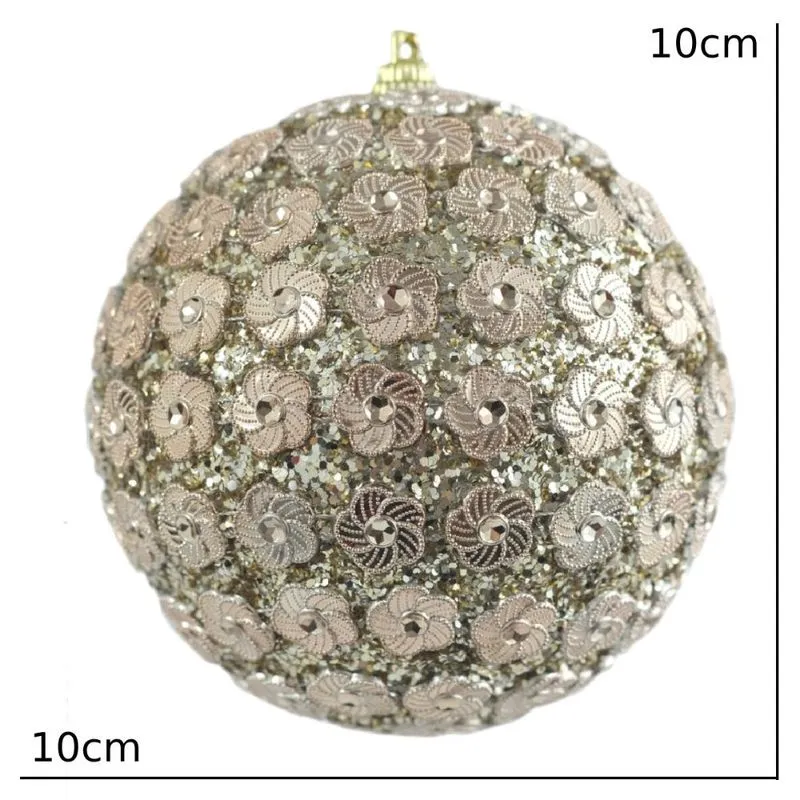 Kit 2 bola decorada natalina pvc na cor champanhe 10CM
