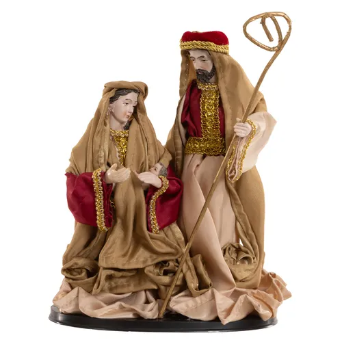 Resina Sacra Natal Sagrada Familia (Dourado Vermelho) 25cm (Florarte)