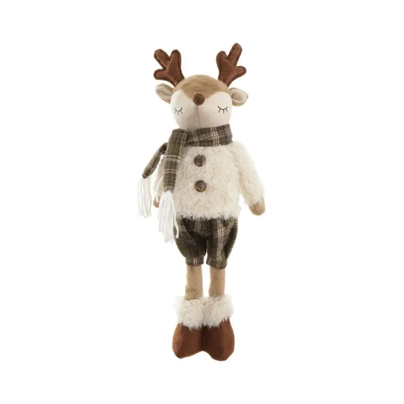 Boneco de Rena Em Pe Macho Verde Bege 52x20cm