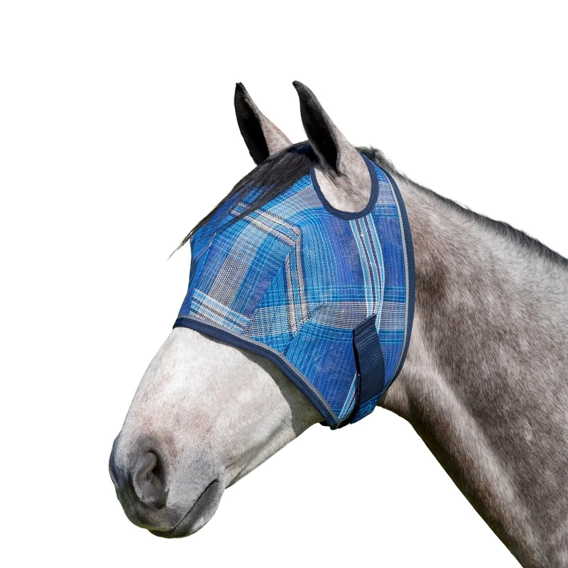 Kensington Fly Mask with 73% UV Protection - Open Top Design Kentucky Blue Plaid / Draft
