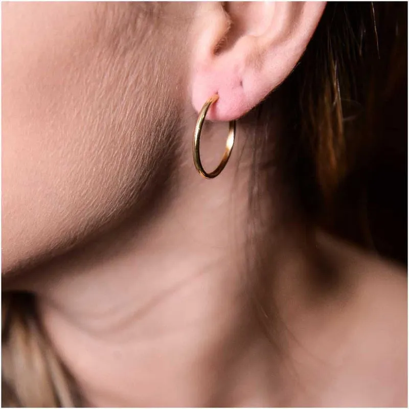 Brinco Argola 2,5Cm Folheado Em Ouro 18K