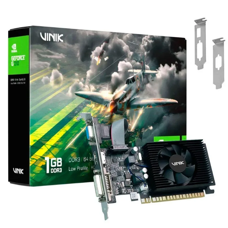 Placa de Vídeo Nvidia Geforce G210 1GB DDR3 64-Bit Low Profile com HDMI DVI e VGA Vinik