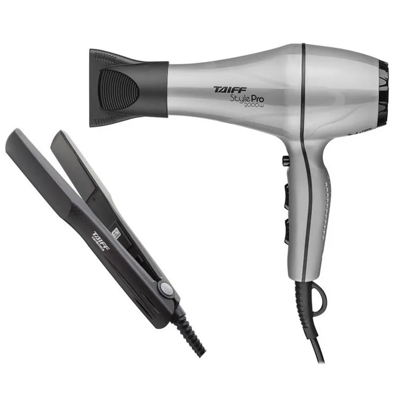 Kit taiff - secador de cabelo profissional style prata pro 2000W 127V + prancha ceramic 180ºC bv