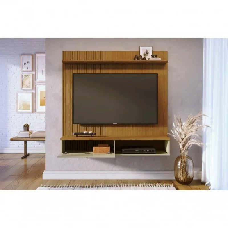 Rack com Painel Íris 1 Portas 1 Prateleira MDP e MDF 136CM Off White Madetec