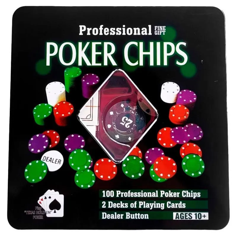 Jogo De Fichas Profissional Poker Chips 100 Fichas 2 Deck