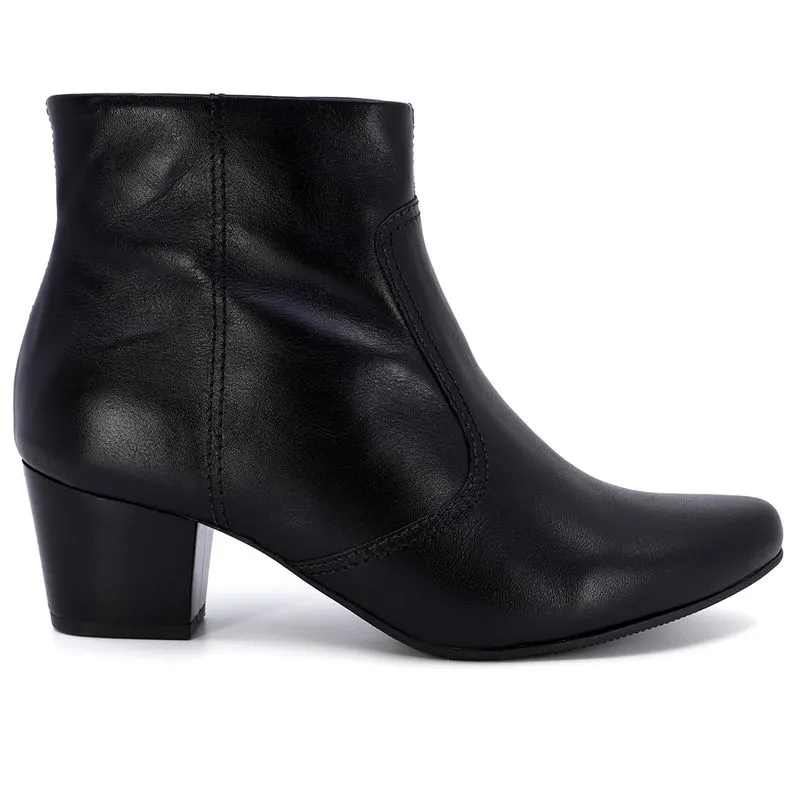Bota Salto Bloco Preta Couro 40