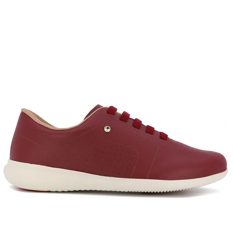 Tênis Casual Vermelho Couro Detalhe Laser 40